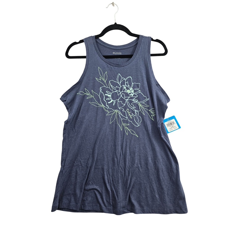 Columbia Summit Cove Tank Womens Large Blue Floral Graphic 8098 Sleeveless Top